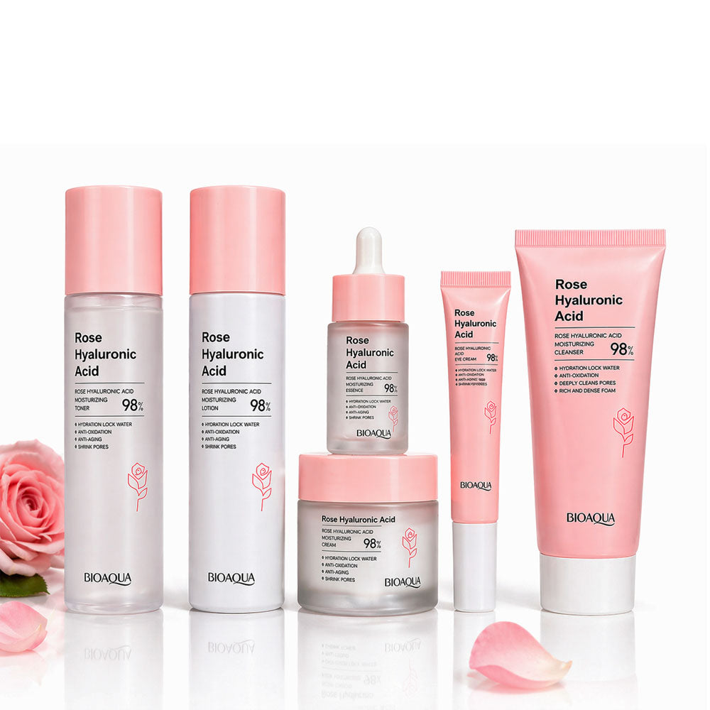 Kit Skincare BIOAQUA 6 Pasos - Agua de Rosas y Acido Hialurónico