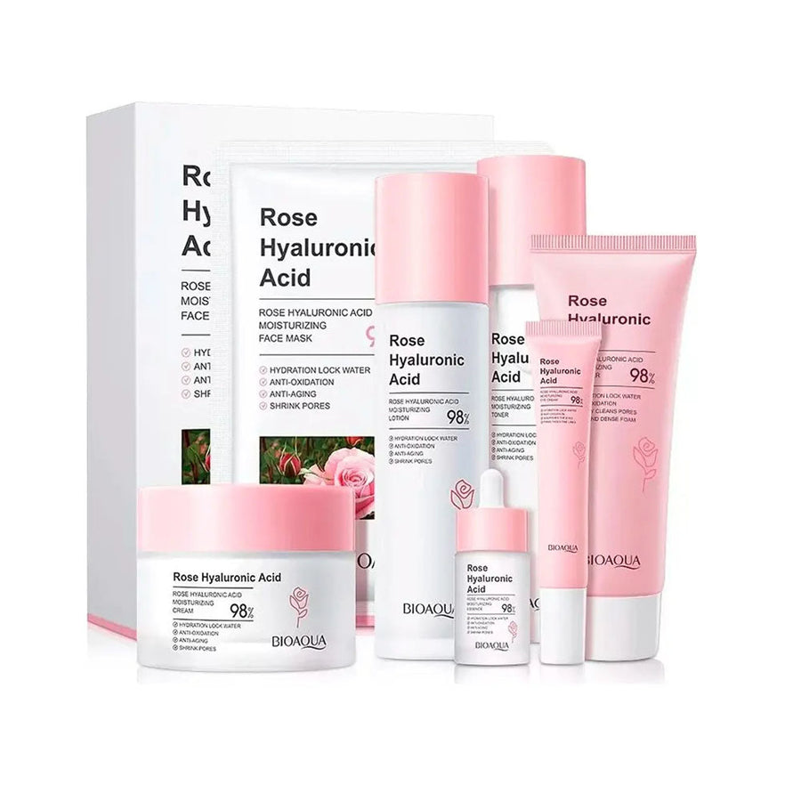 Kit Skincare BIOAQUA 6 Pasos - Agua de Rosas y Acido Hialurónico